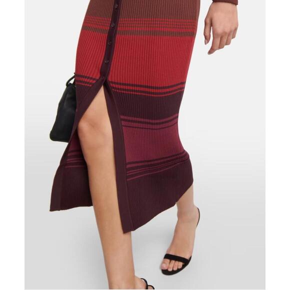 Staud Shoko Rib-Knit Striped Sweater Dress Burgundy Purple Small - Picture 5 of 7